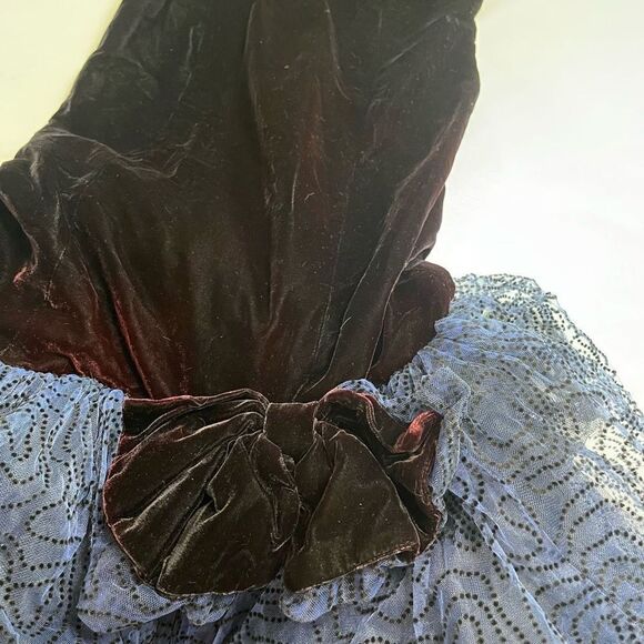 Loralie Original VTG 80s Black Blue Tulle Lace Strapless VTG Dress Size 10 - Picture 6 of 14